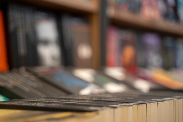 Blurred Novel Book Covers in the Bookstore