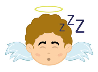 Vector illustration of the face of a sleeping angel child