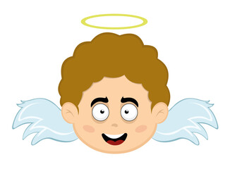 Vector illustration of the face of an angel boy with a cheerful expression
