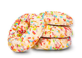 Colored sponge cookies isolated on a white background