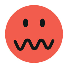Fototapeta premium Angry emoji in groovy style . Vector design icon