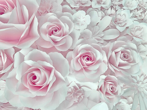 Roses background and texture. Beautiful pink roses and white flowers for wedding backdrop, background, greeting and invitation card, Mother day and Valentine's day