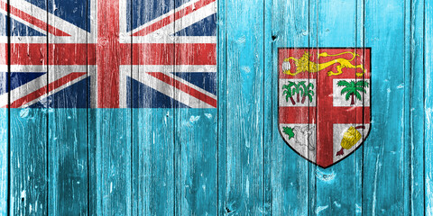 Fiji island flag on texture. Concept collage.