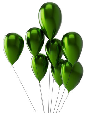 Isolated 3D Green Balloons Render