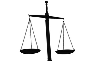 Law scales on table background. Symbol of justice