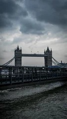 Printed kitchen splashbacks Tower Bridge Vertical shot of the tower bridge under a gloomy sky in London, UK