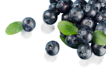 Fresh Ripe Blueberries on white background