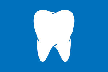 Human tooth symbol isolated on blue background. Human organ icon. Vector illustration.