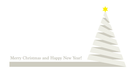 Weihnachtsbaum, Tannenbaum, Christbaum aus Schleife in weiß,
Weihnachtskarte mit Wünsche in englisch,
Vektor Illustration isoliert auf weißem Hintergrund
