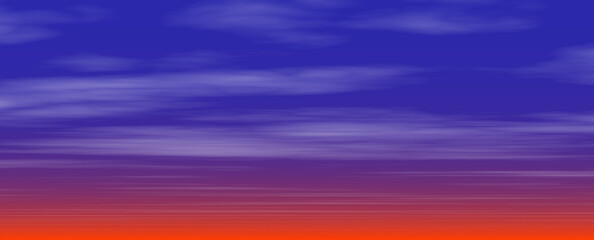3d illustration blue and orange sky view of the horizon