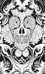 Decorative black and white gothic ornament, base for tattoo