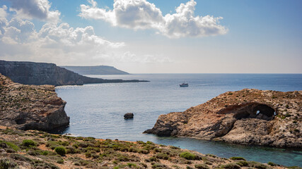 view from the sea, comino island, malta