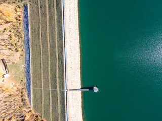 Aerial view of Bebresh reservoir at Vitinya Pass, Bulgaria