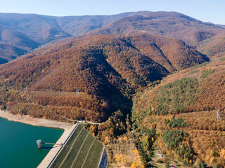 Aerial view of Bebresh reservoir at Vitinya Pass, Bulgaria