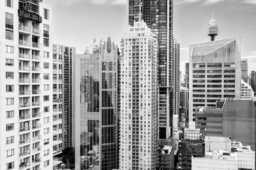 Fototapeta na wymiar Sydney Golbourn Close towers north BW