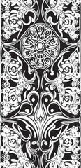 Decorative black and white gothic ornament, base for tattoo