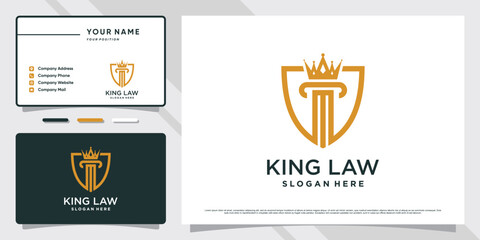 Obraz na płótnie Canvas Justice law king logo design with creative concept and business card template