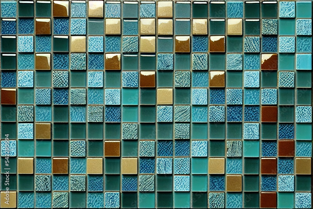 Wall mural Modern Blue Sky Ceramic Tile Mosaic Texture Material. Great for Interior Design