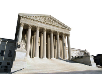 The United States Supreme Court building in Washington DC isolated.
