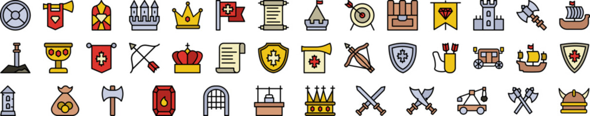 Medieval icon collections vector design