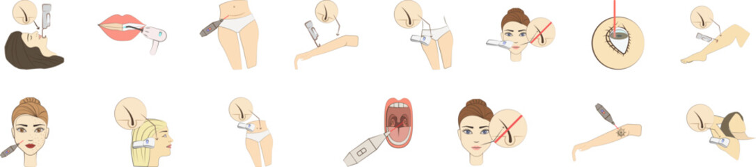 Laser operation icon collections vector design