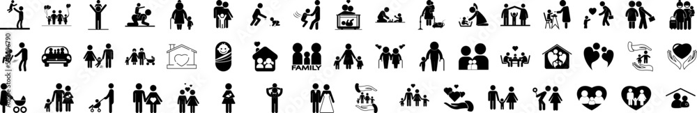 Sticker family icon collections vector design