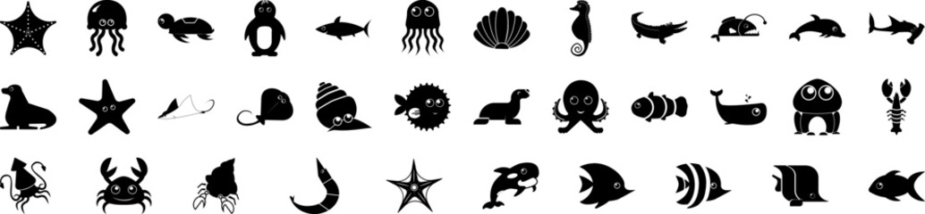Sea animal icon collections vector design