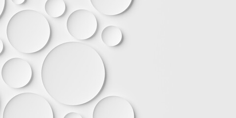 Random sized white circle bowl shaped background wallpaper banner pattern with copy space