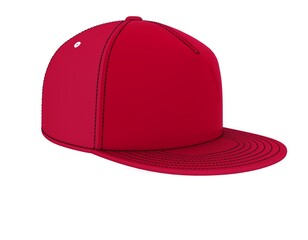 Images of red baseball cap isolated on white background. 3d rendering.
