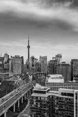 Toronto cityscape in black and white