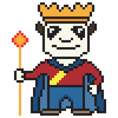 Pixel art panda king illustration character