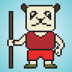Pixel art cute panda fighter character