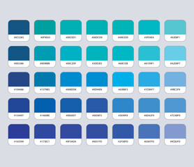 Aquamarine color palette with hex