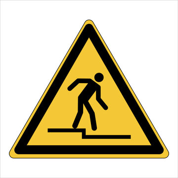 Safety Warning Sign Original International Standards ISO 7010 Warning Step down 