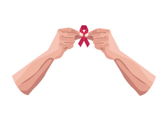 hands holding AIDS ribbon campaign