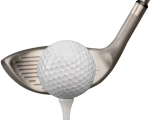 Closeup of Golf Club and Golf Ball