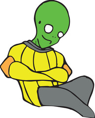 Alien No Estilo! Ilustração para vetor, fundo transparente.