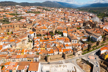Drone photo of Plasencia, province of Caceres, Extremadura, Western Spain.