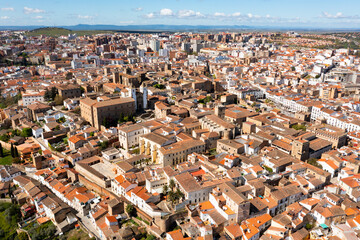 Obraz premium Aerial view of the administrative center and residential quarters of the city of Caceres, Spain