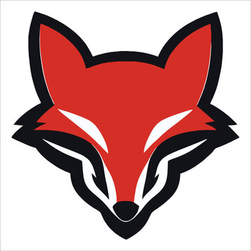 Fox face vector illustration. Pop art animal wild fix head, creative character mascot logo symmetry design. Bright neon colors sticker. Pets, animal lovers theme design element.