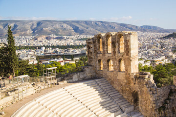 Beautiful view of the Theater of Dionysus in Athens, Greece