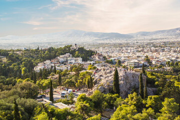 Fototapeta na wymiar Beautiful view of the Areopagus Hill in Athens, Greece