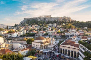Fototapeta premium Beautiful view of the Acropolis and Monastiraki area in Athens, Greece