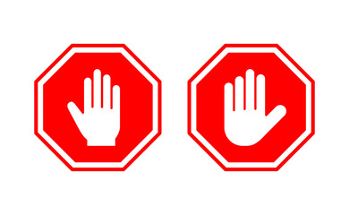 Stop icon vector for web and mobile app. stop road sign. hand stop sign and symbol. Do not enter stop red sign with hand