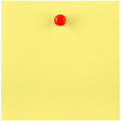 Yellow Sticky Note with Pin - Isolated