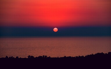 Beautiful sunset above a sea in Greece