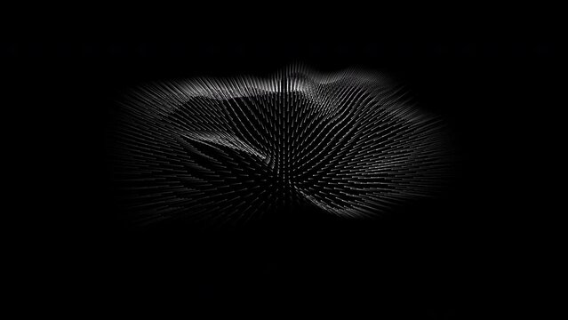 Dotted ripples on the surface. Wire, beam sheaf abstract motion background. FUI, HUD. Seamless loop.