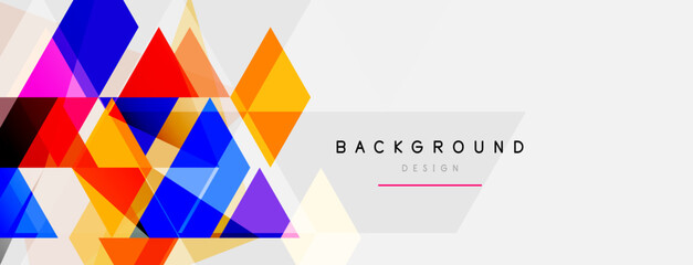 Color triangles composition, geometric abstract background. Techno or business concept, pattern for wallpaper, banner, background, landing page