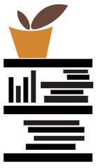 Bookshelf with plant