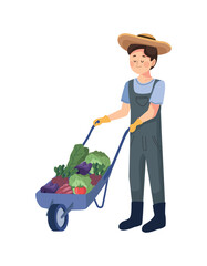 male farmer with wheelbarrow